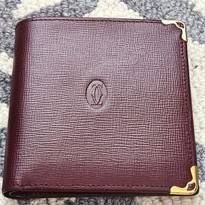 EUC A++ Vintage Must de Cartier Bi-Fold Wallet with Coin Pouch — Bordeaux